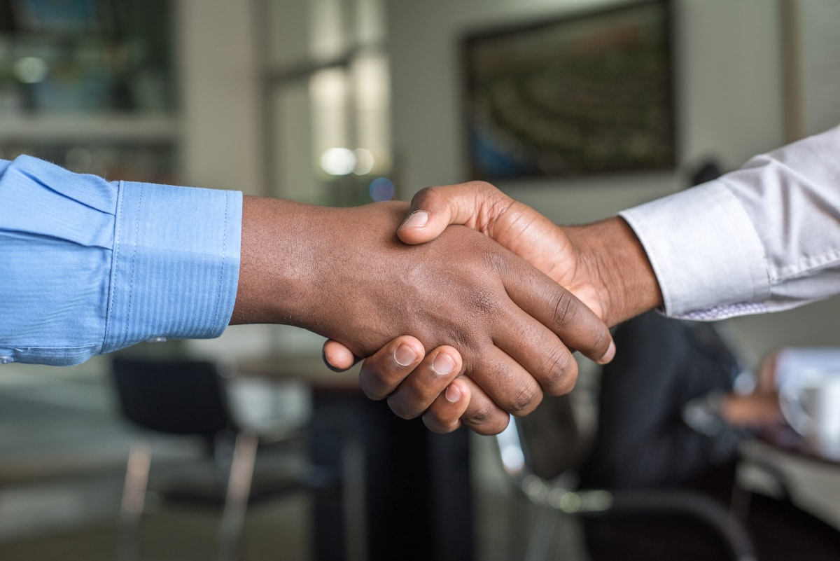 Business handshake sealing a partnership
